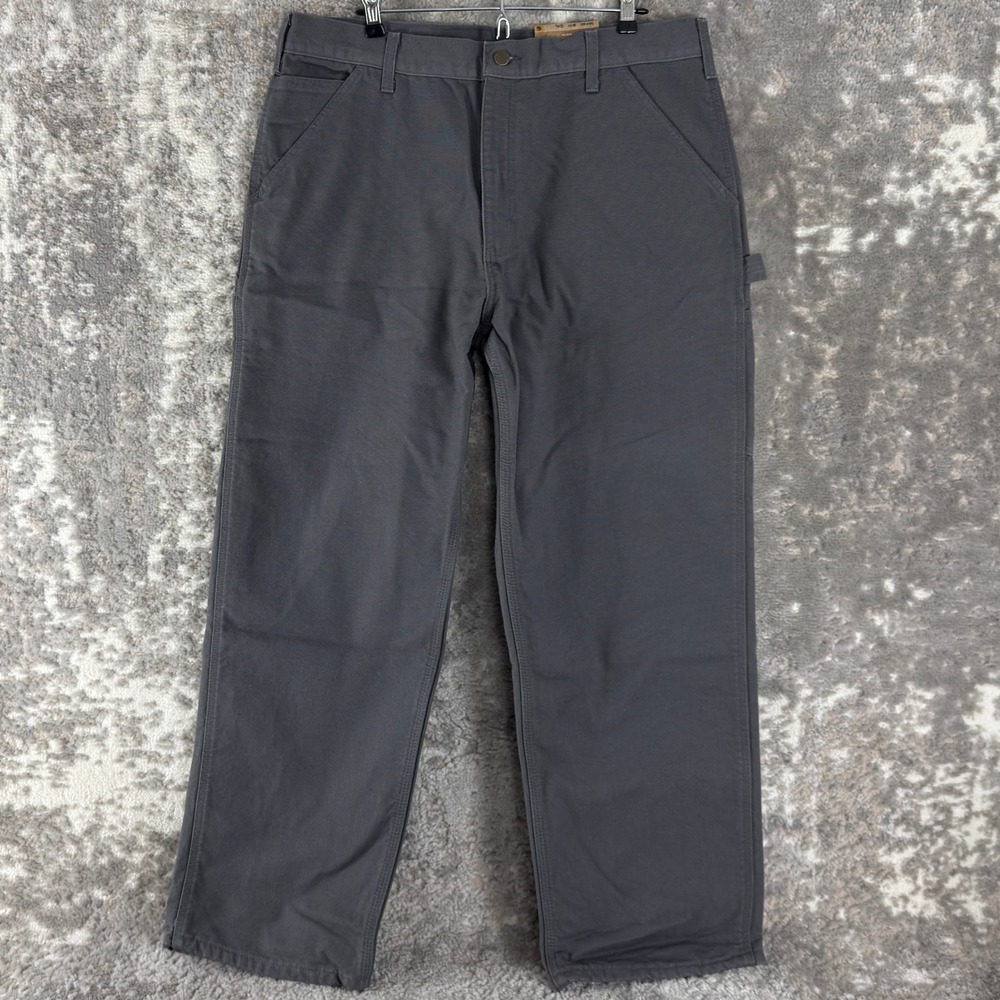 Carhartt Size‎ 36x30 Flannel Lined B111 QVL Carpenter Work Pants Gray Men